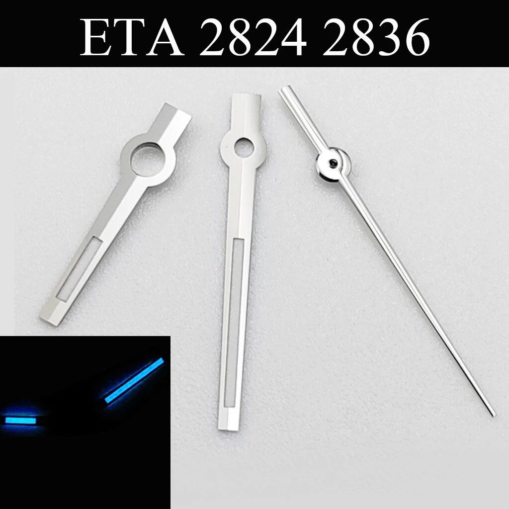 Green, Blue, Cyan Luminous Watch Hands for NH35, NH36, ETA 2824, 2836, Miyota 8215, 8205, 821A, DG2813, and 3804 Automatic Watches (Parallel Import)