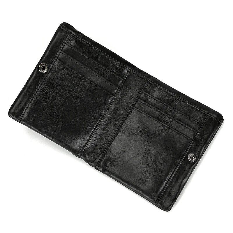 Newsbirds Leather Short Wallet, Card Case, Bifold, Coin Purse, Men's, Genuine Cowhide Leather with Zipper, Parallel Import