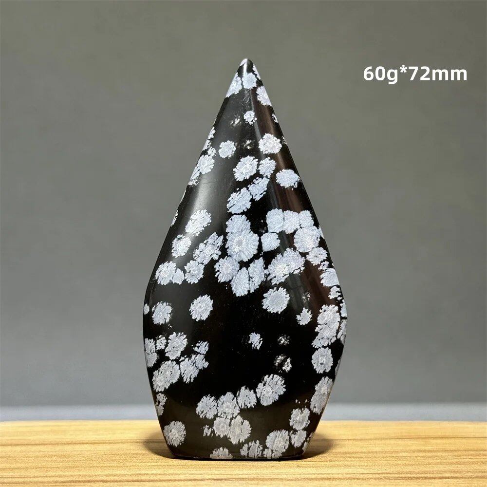Snowflake Obsidian Freeform Ornament with Natural Quartz, Reiki, Meditation, Healing, Witchcraft, Energy Decoration, Home Gift, Color: Parallel Import