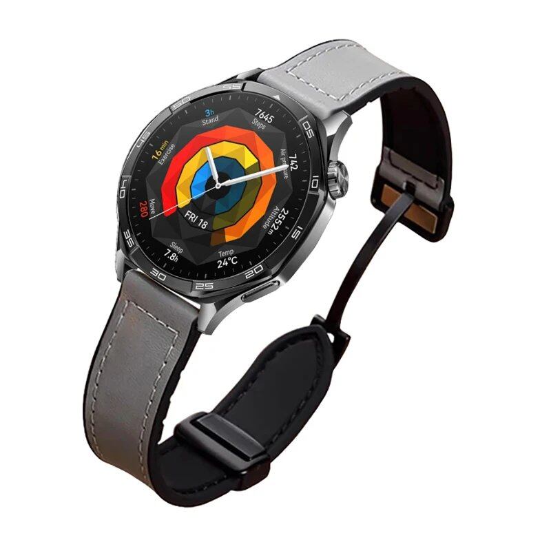 22mm Leather Silicone Band with Magnetic Buckle for Huawei Watch GT 5 Pro/GT5/GT4/GT3/GT2/Watch 4 Pro/Watch 3 Pro, Band Color: Parallel Import