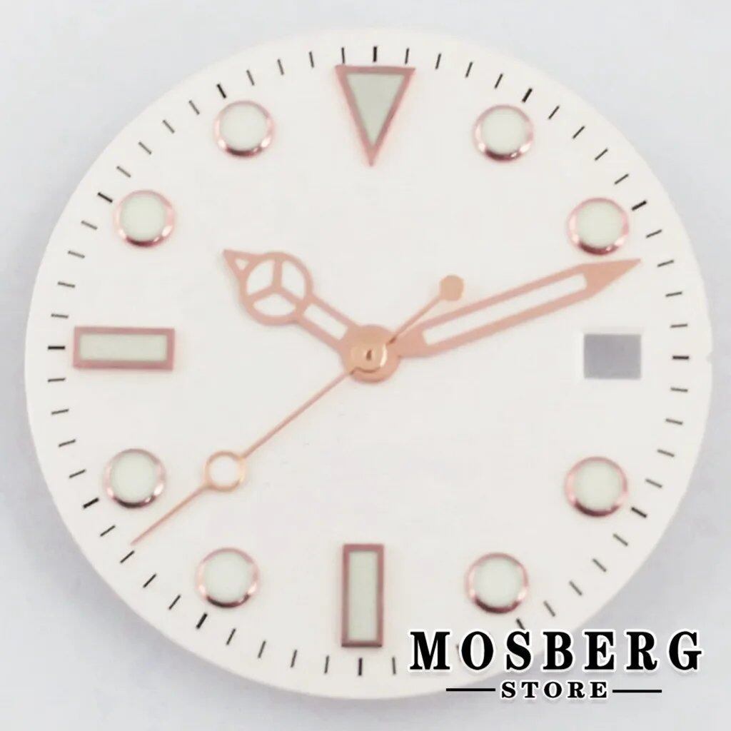 28.5mm White Luminous Dial with Hands (Compatible with NH35/NH36/ETA 2824/2836/Miyota 8215/8205/DG2813/3804) Parallel Import