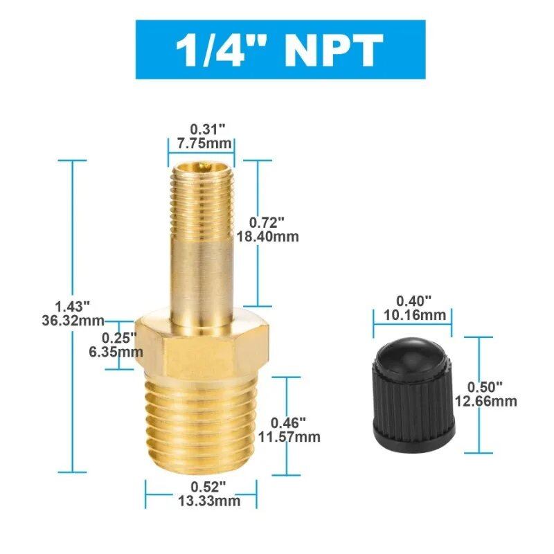 1/4 NPT 1/8 NPT M10 Air Compressor Tank Filling Valve, Corrosion-Resistant Brass Schrader Valve, Automotive Tire Valve Core, Copper Tire Valve, Color: ; Ships from: Parallel Import
