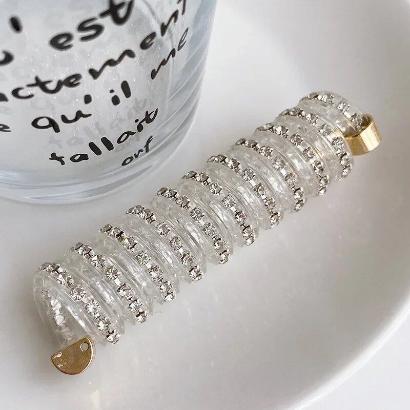 1/3-Piece Rhinestone Telephone Line Hair Loop for Women, Crystal Ponytail, High Elasticity Hair Band, Resin Hair Tie for Girls, Hair Accessories, Parallel Import