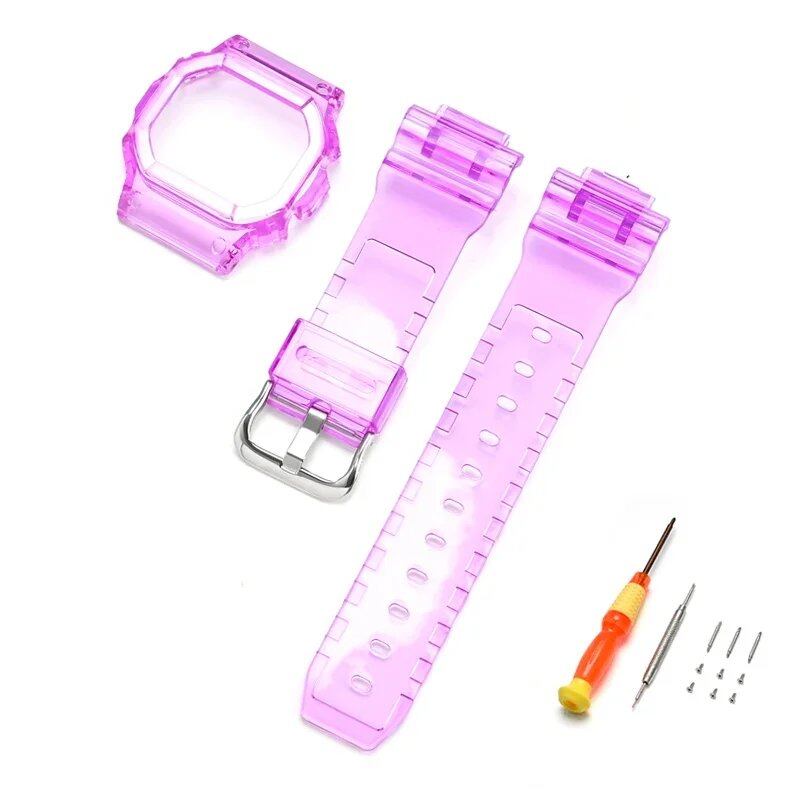 Transparent Rubber Silicone Protective Case Strap Watch Band Bracelet for Casio G-Shock DW-5600, DW-5000, GW-M5610, and GLX-5600, Band Color: 0 Series, Parallel Import