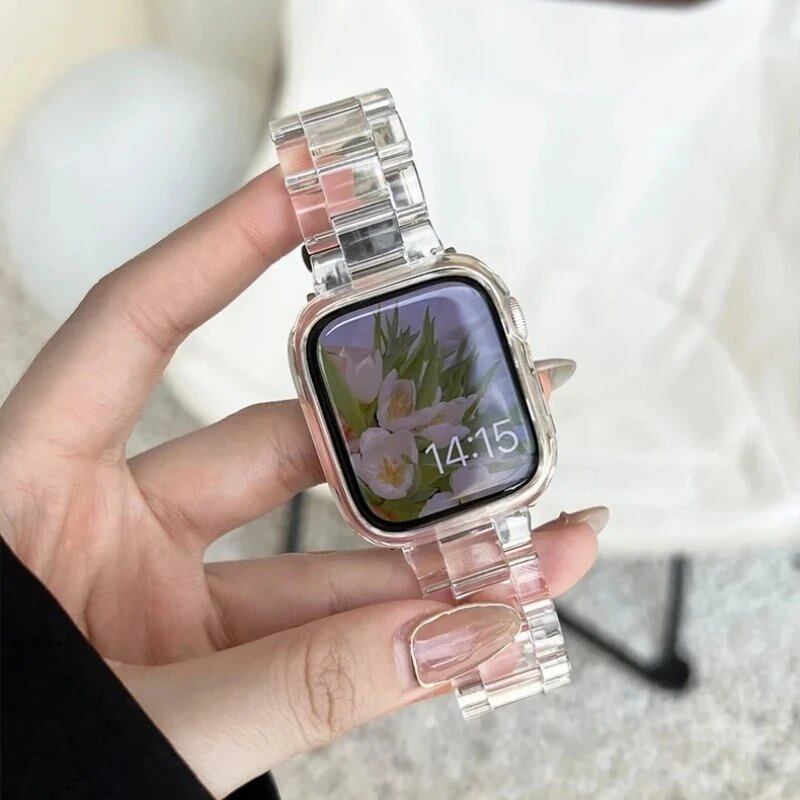 Apple Watch Ultra 2 49mm/7/8/9/41mm/45mm/40mm/42mm/44mm用 スプリングレインボーキャンディレジンバンド - 女性向けブレスレットストラップ(iWatch 6/SE対応) サイズ: 並行輸入品