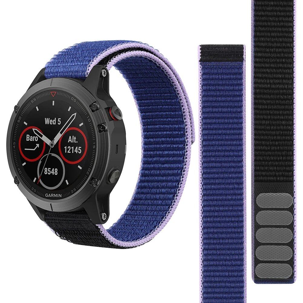 26mm and 22mm Hook-and-Loop Nylon Strap Watch Band for Garmin Fenix 6X/6 Pro/5X/5/7X/7, Epix 2, and Forerunner 965/955/945/935. Band Color: Parallel Import.