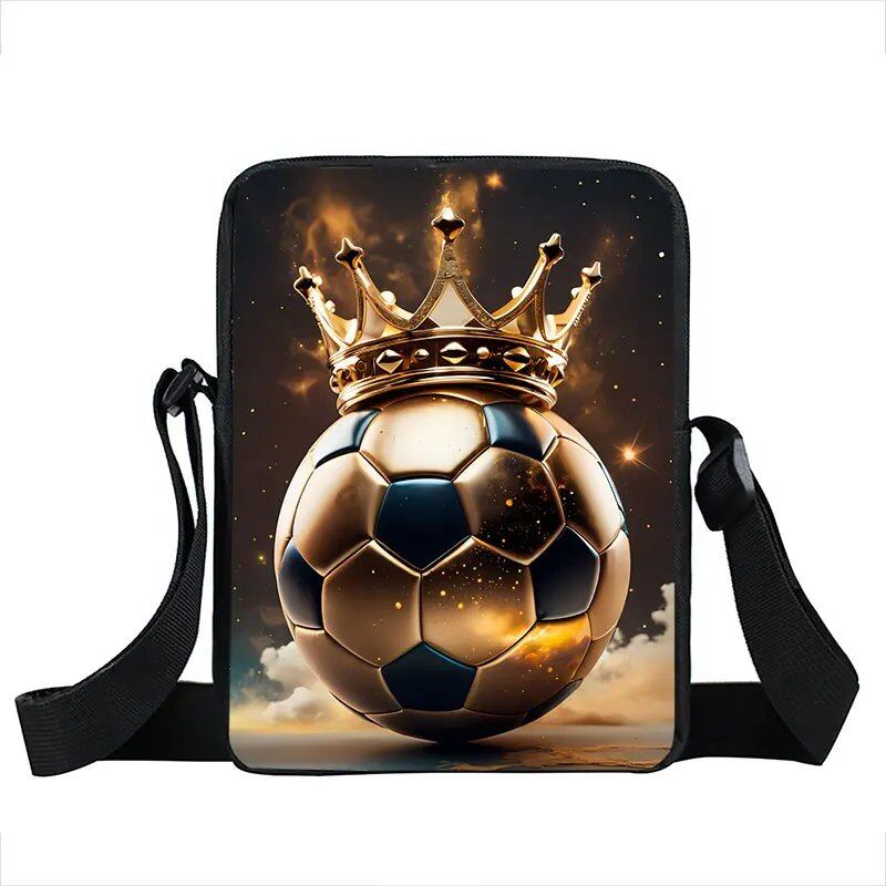 クールなゴールデンサッカー クラウンプリント クロスボディバッグ 熱血フットボール スポーツハンドバッグ ティーン向け 男女兼用 携帯ホルダー付き ブックバッグ カラー:xkbg 並行輸入品