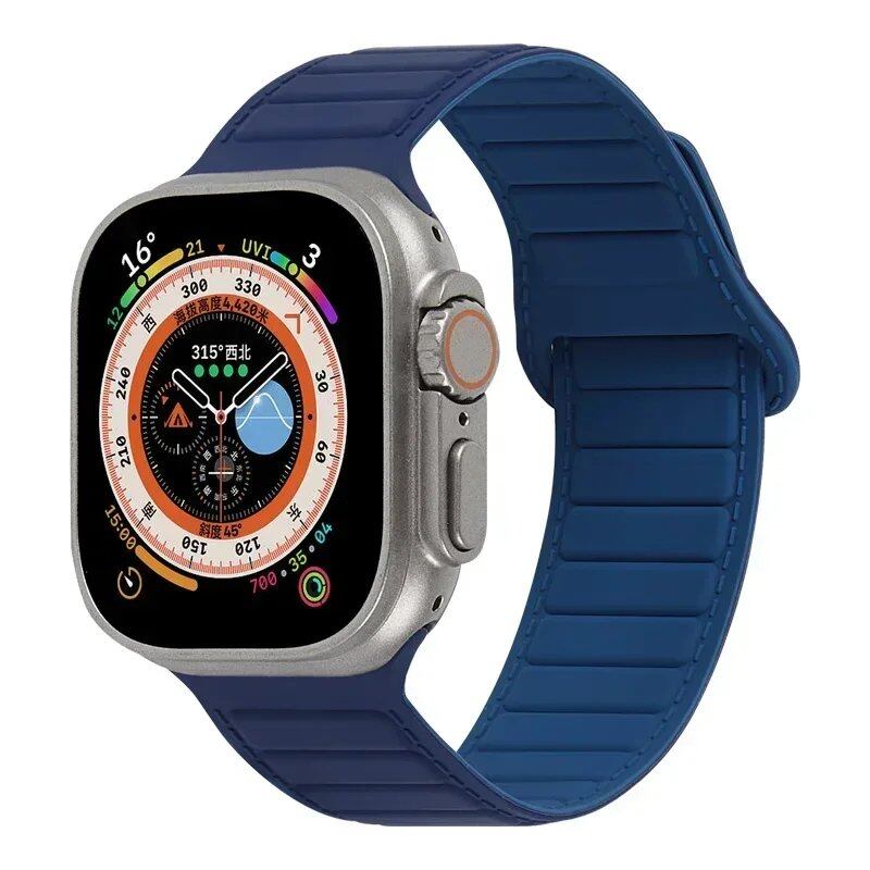 Silicone band for Apple Watch (Compatible models: Ultra 2/Series 10/9/8/7/6/SE/5/4/3, Sizes: 49mm/45mm/44mm/46mm/42mm/41mm/40mm) Magnetic Strap Band Color: mm Parallel Import