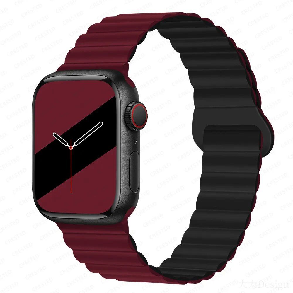 Silicone Loop Magnetic Strap for Apple Watch - Compatible with iWatch Series 8/SE/6/7/Ultra 2/9/10 (44mm/40mm/45mm/49mm/41mm/42mm/46mm) - Band Color: mm; Ships from: Parallel Import