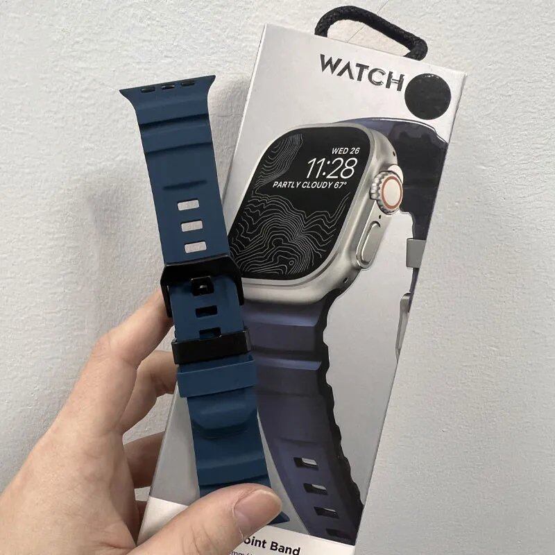 Silicone Sport Band for Apple Watch - Compatible with iWatch Ultra 2/10/9/8/7/6/5/4/3/2/1, 38mm/40mm/41mm/42mm/44mm/45mm/46mm/49mm Band Colors: Parallel Import