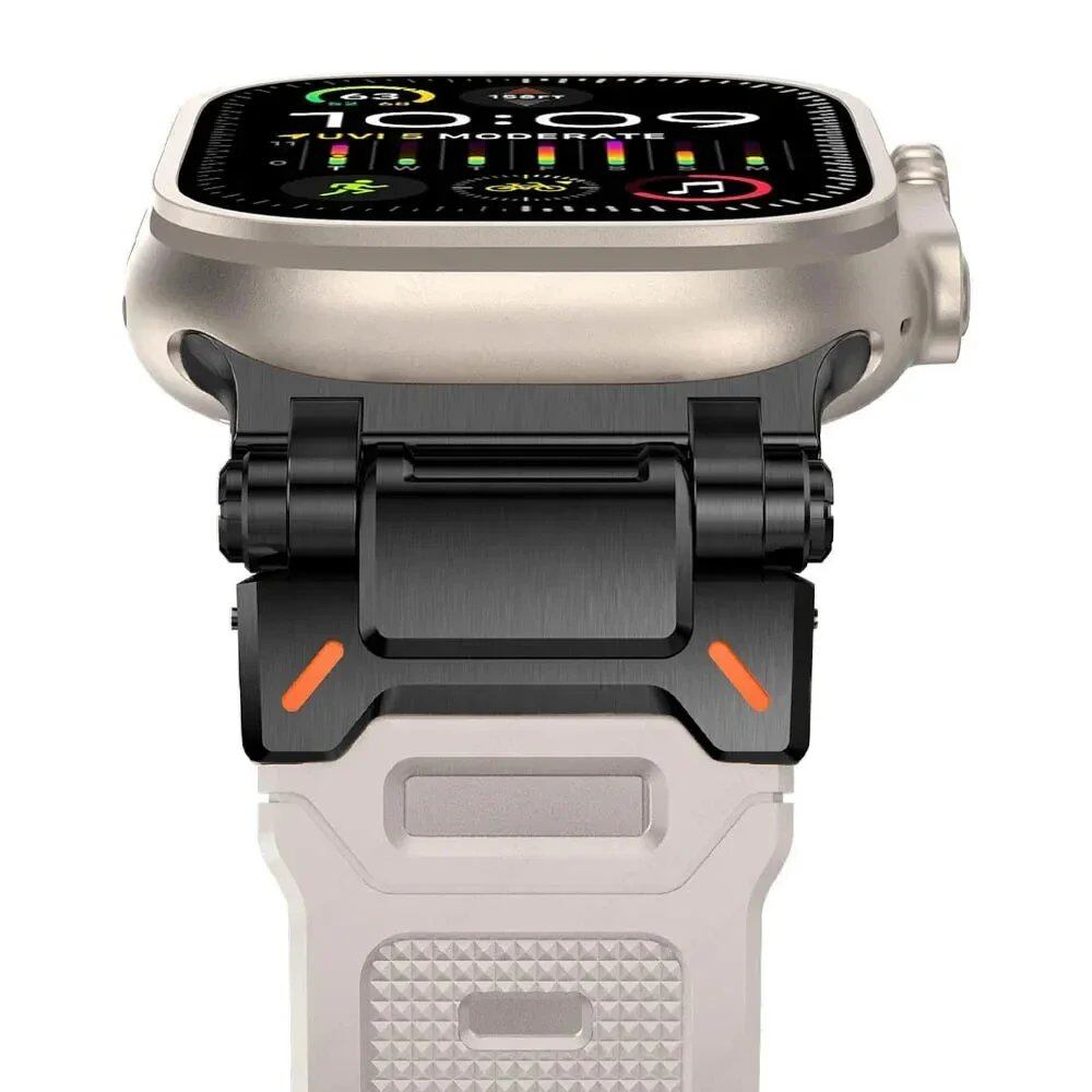 TPU Sport Strap for Apple Watch - Compatible with 10 (46mm), 9 (45mm), and Ultra 2 (49mm). Titanium-colored silicone band for iWatch 8/7/SE/6/5/4 (44mm/42mm). Band Color: mm; Ships from: Parallel Import.