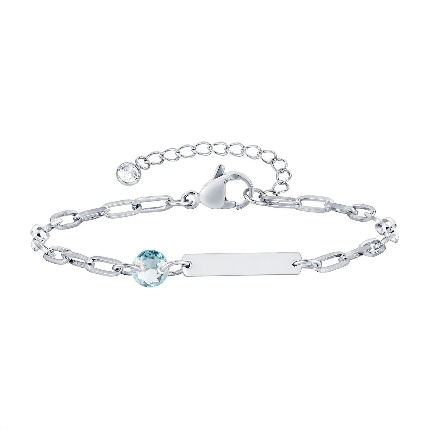 Vnox Zodiac Birthstone Bracelet for Women and Girls, Stainless Steel Rectangular Chain Bracelet with Personalization, Birthday Gift, Metal Color: BR-2085, Parallel Import