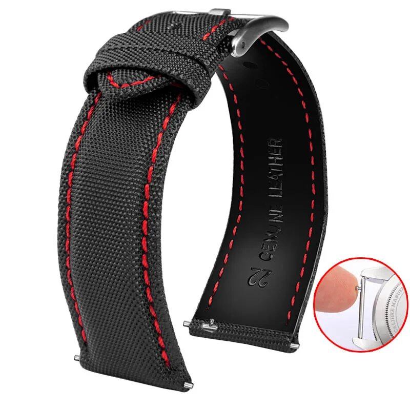 20mm, 21mm, 22mm, 23mm, 24mm Nylon & Leather Watch Band for Tag Heuer, Citizen, and Seiko 5. Men's and Women's Canvas Watch Strap. Band Color: mm. Parallel Import.