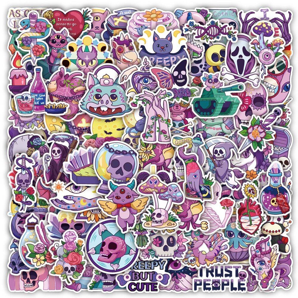 10/30/50/100 Sheets of Gothic Art Horror Halloween Stickers, Cute Decals for Laptops, Smartphones, Suitcases, Funny, Cool, Kids, and Toys. Color: Gothic. Parallel Import.