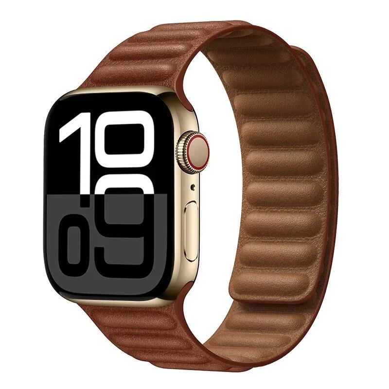 Apple Watch Leather Strap, Magnetic Loop Link Bracelet for iWatch Series 10/9/8/7/6 (45mm, 46mm, 42mm, 44mm, 40mm, 49mm) - Official Website, Band Color: mm, Parallel Import