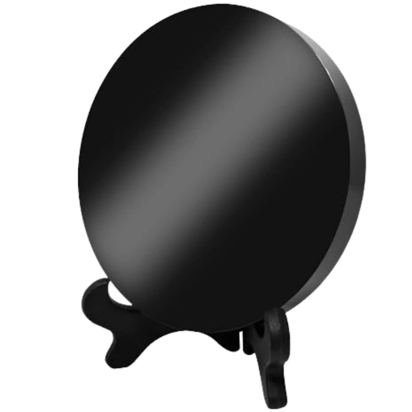 Natural Black Obsidian Divination Mirror (with Wooden Stand) - Witchcraft, Divination, Meditation, Spiritual Decor - Size: 12 inches; Color: Black; Ships from the USA (Parallel Import)