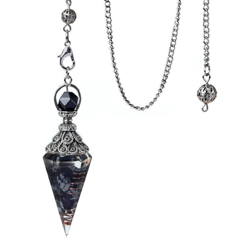 1 Orgone Pendulum for Energy Healing, Chakra Divination, with Tip, Natural Crystal Stone Chip Bead Pendant, Yoga, Meditation Pendant; Product Diameter: 18 x 60mm, Parallel Import