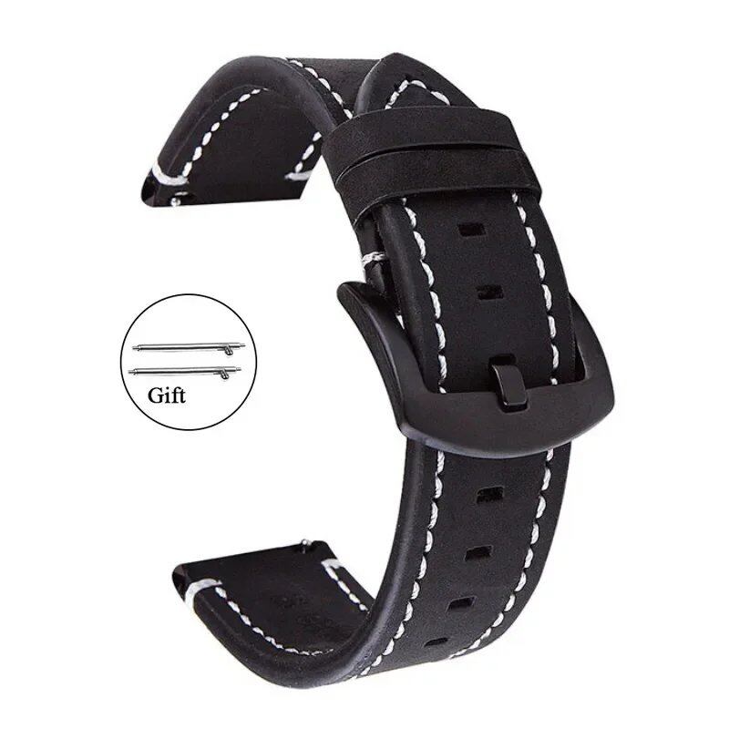 Genuine Retro Calf Leather Watch Band, 18mm, 20mm, 22mm, 24mm, Compatible with Samsung Watches and Huawei Watch GT2/GT3, Sport Strap, Band Color: mm, Parallel Import