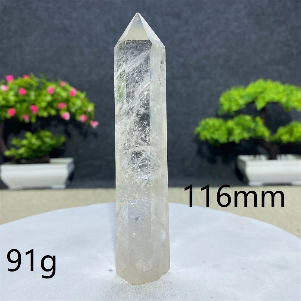 白水晶タワーワンド 六角オベリスク 研磨工芸品 天然原石 ミネラル標本 スピリチュアル瞑想ヒーリング 並行輸入品