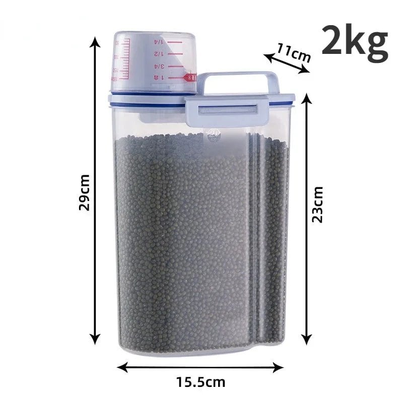 1.5kg/2kg Plastic Storage Container for Dog and Cat Food, with Measuring Cup, Moisture-Proof Sealed Jar, Pet Supplies Accessory, Color: Parallel Import
