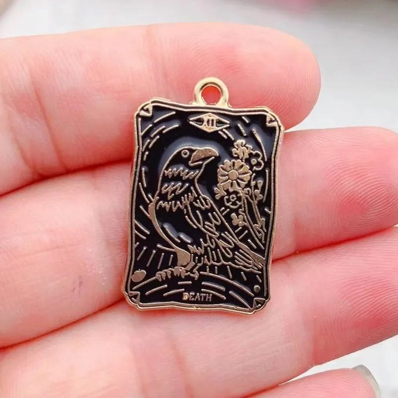 Set of 10 Tarot Card Charms, Magical Divination Craft Metal Charms Pendants for DIY Earrings, Bracelets, Jewelry Making, Handmade Crafts, Metal Color: Parallel Import