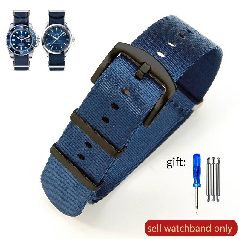 Breathable Soft Nylon Men's Watch Band for Omega 300 Ghost Party 007, Longines Conquest, Seiko, and Casio, 20mm and 22mm, Size 2, Parallel Import