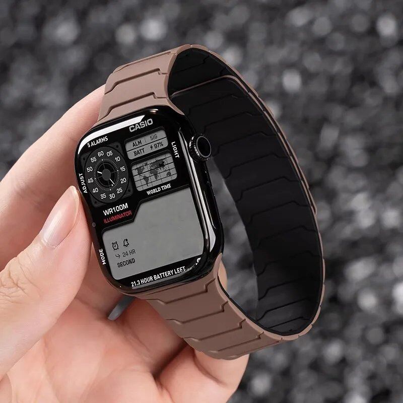 Silicone Band with Magnetic Strap for Apple Watch, Compatible with 46mm, 42mm, 49mm, 45mm, 41mm, 44mm, and 40mm Watches, iWatch Ultra 2/Series 10/9/8/7/6/SE/5/4/3, Band Color: mm, Parallel Import