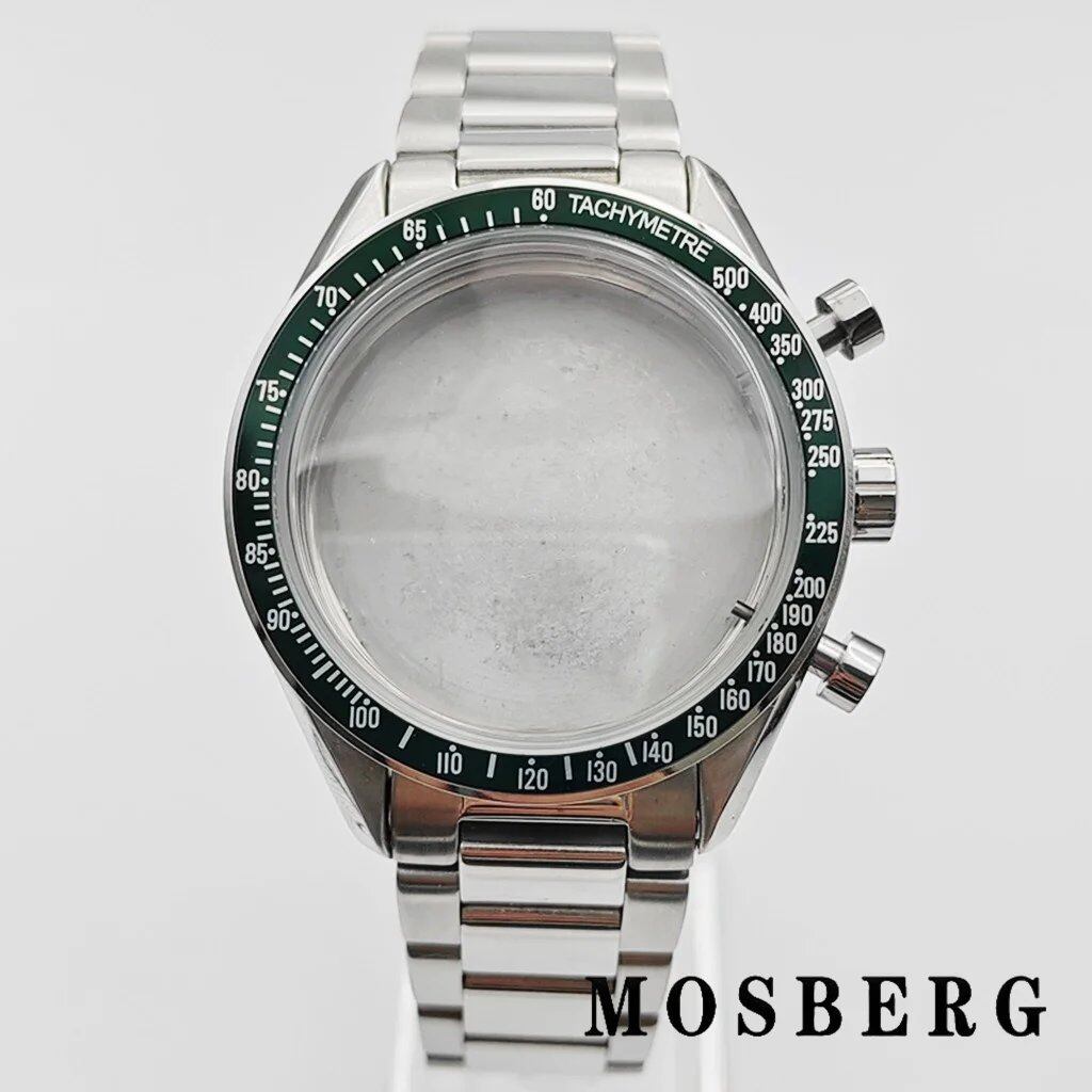 40mm Silver Watch Case with Stainless Steel Bezel for VK63, Parallel Import