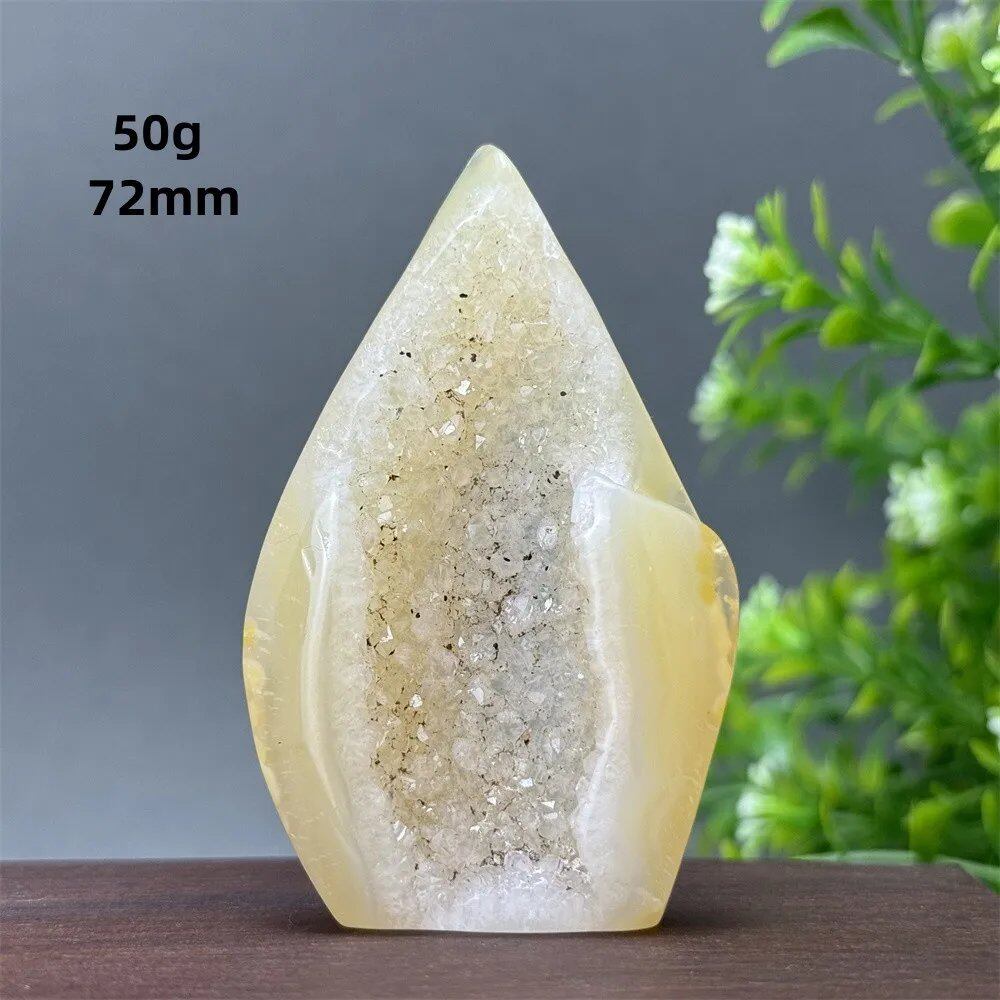Natural Yellow Agate Geode, Freeform Torch, Mineral Energy, Home Furnishings, Meditation, Aura, Prayer, Altar, Gift, Parallel Import