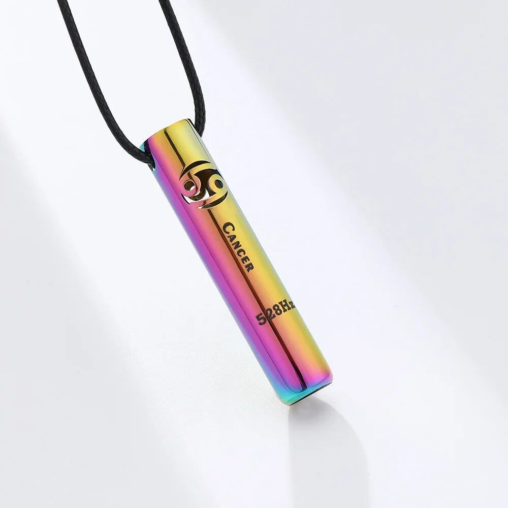 Stainless Steel Meditation & Mindfulness Bracelet Pendant with 12 Zodiac Signs, Stress Relief, Anxiety Relief, and Whistle, Sports Necklace, Metal Color: Black, Parallel Import