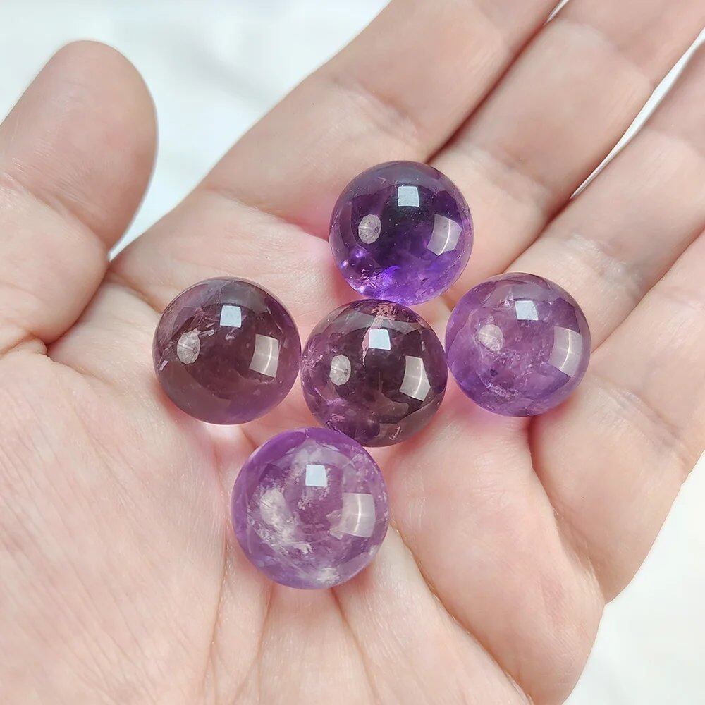 1.8-2cm Natural Crystal, High-Quality Mini Amethyst Sphere, Smoky Quartz Ball, Home Decor, Healing Gemstone, Energy, Divination, Gift, Size: Parallel Import