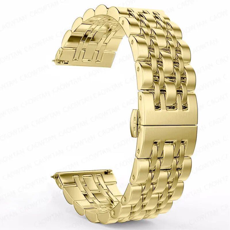22mm and 20mm Stainless Steel Bands for Samsung Galaxy Watch 3, 4, 5 (45mm), Gear S3 (46mm and 42mm), and Active 2 (40mm and 44mm) - Compatible with Amazfit BIP 2 and GTR. Band Color: mm; Ships from: Parallel Import