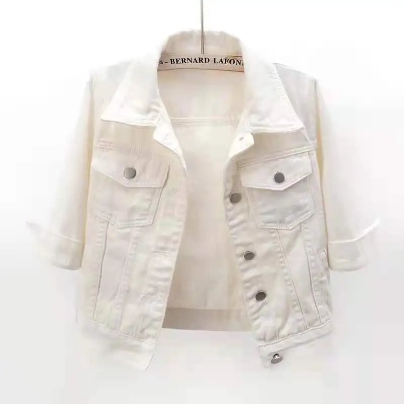 Women's Denim Jacket, Spring/Autumn Short Coat, Pink Jeans Jacket, Casual Top, Purple, Yellow, Blue, Loose Top, Women's Outerwear, Size: Parallel Import