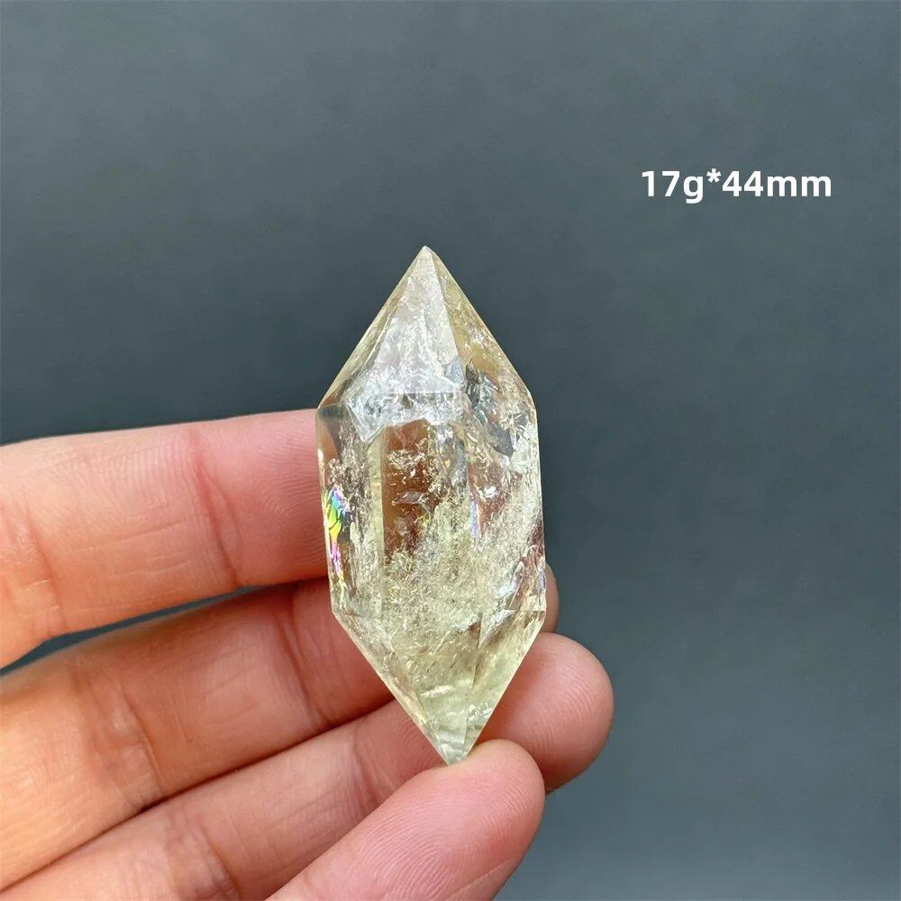 Natural Clear Citrine Double Tip Energy Bar, Reiki Healing Crystal Point, Garden Home Decor, Meditation, Spiritual Color, Parallel Import