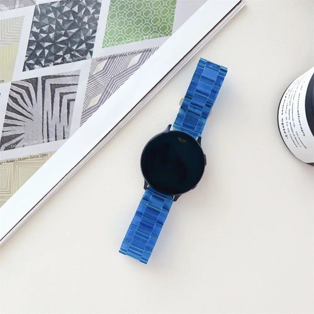 20mm/22mm Clear Glacial Link Bracelet Strap for Samsung Galaxy Watch 6/5/Pro/4/Classic/Active 2, Compatible with Huawei GT2/2e/3/Pro/4, Band Color: Watch Band, Parallel Import