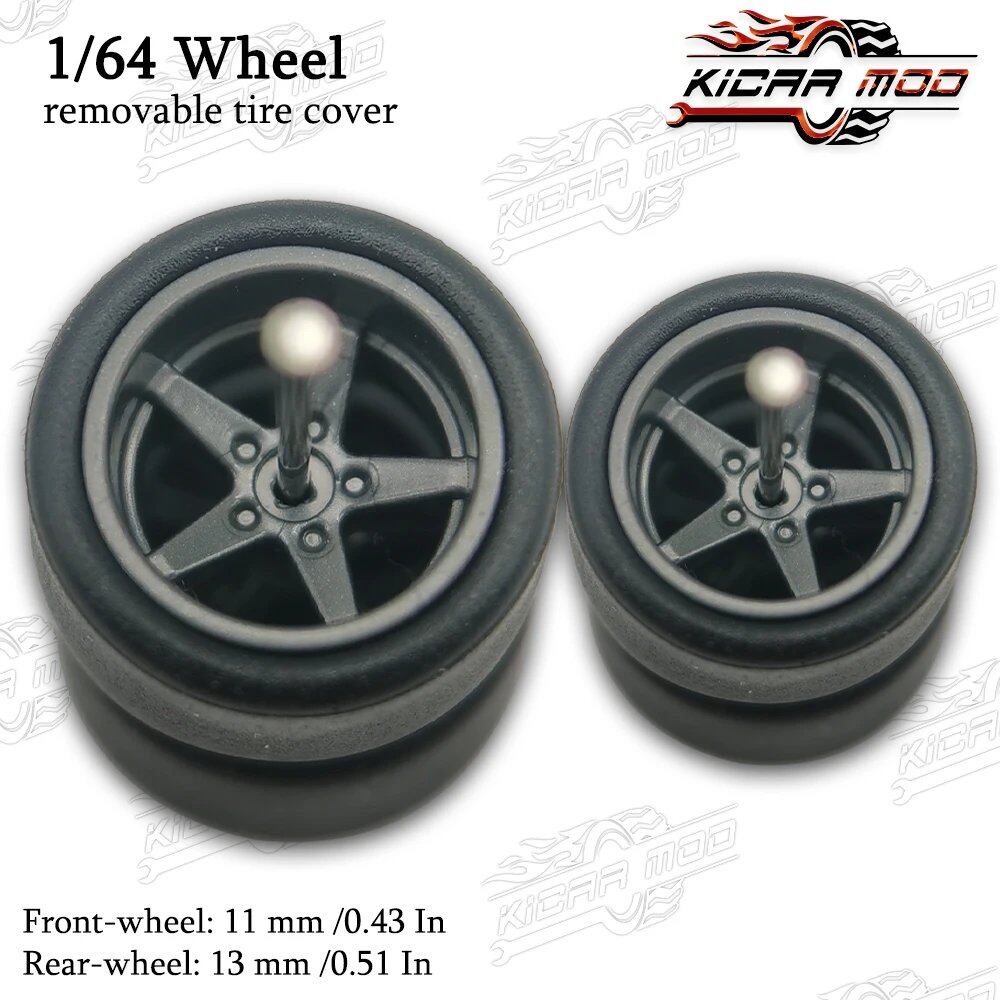 1/64 Scale RLC Premium Slick Tires for Hot Wheels RLC Muscle Car Advan GT Model Car Modification Parts D:11mm+13mm (1 Set) Color Parallel Import