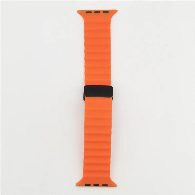 Magnetic Buckle Strap for Apple Watch - Compatible with Ultra 2/SE/Series 3-9, 49mm/45mm/44mm/40mm/41mm/38mm/42mm Silicone Bracelet, Band Color: mm, Parallel Import