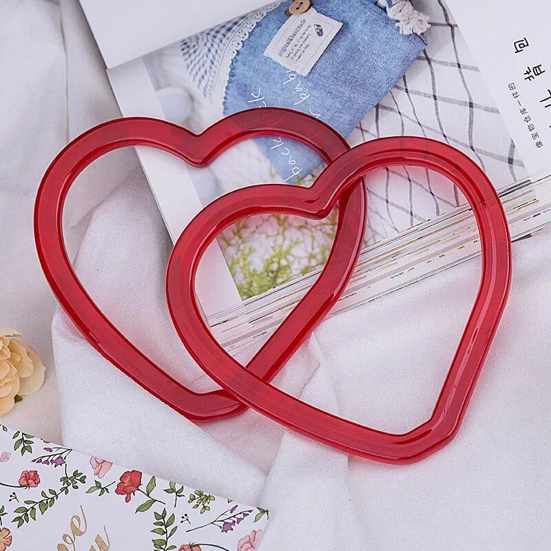 1/3 Pair Deep Peel Heart-Shaped Resin Handles and Buckles for DIY Bag Frames, Decorative Handles, Bag Accessories, Size: 1.5cm; Color: Red, Parallel Import