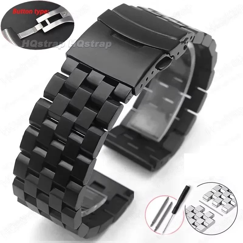 High-quality, full-solid stainless steel watch band, available in sizes 18mm, 20mm, 22mm, 24mm, and 26mm. Includes flat interface, includes tools, and is a metal watch band. Band Color: mm. Parallel import.