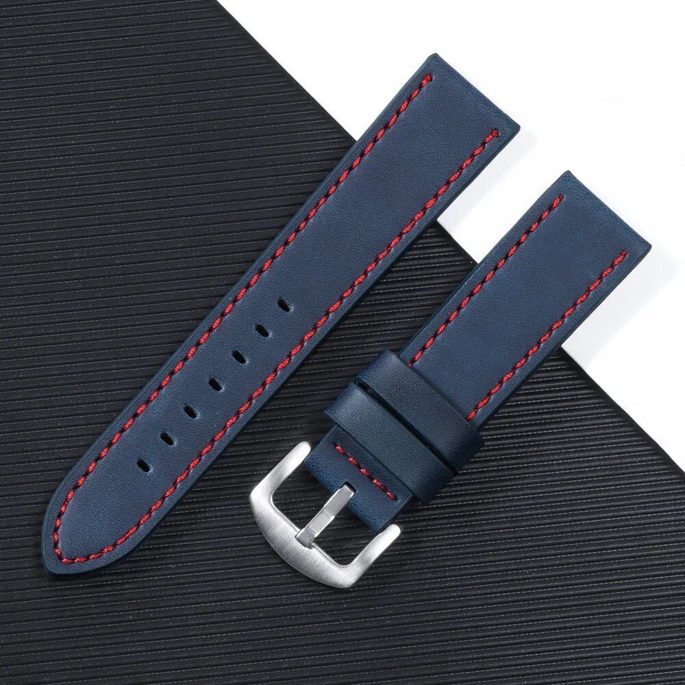 Leather watch band, sports vintage style, compatible with Omega and Seiko, 18mm, 20mm, 22mm, and 24mm, for men and women, smartwatch bracelet, sizes: Parallel import