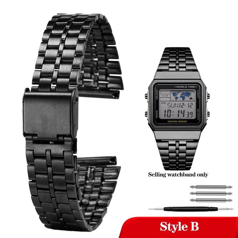 Casio 18mm Slim Steel Watch Band for A158, A159, A168, A158W, AQ-230, LA-680, B650, and AEQ-110. Metal Bracelet Strap. Band Color: 18mm; Band Width: Parallel Import.