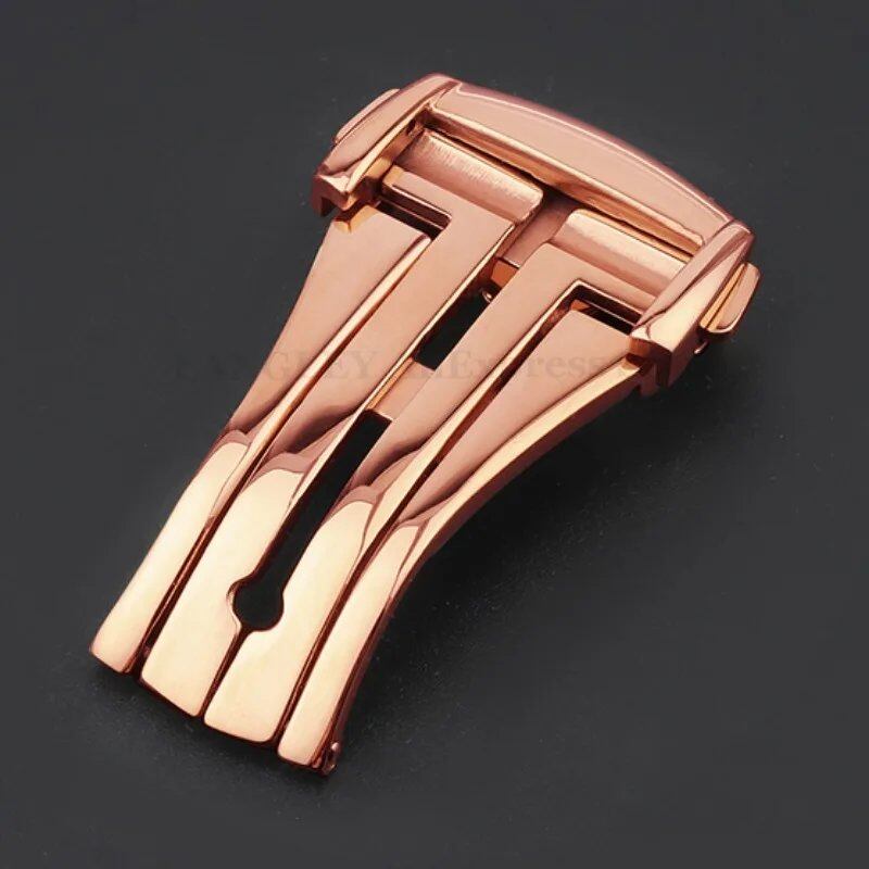 Folding butterfly buckle for 16mm, 18mm, and 20mm OMEGA Seamaster watches. 316L steel watch band clasp with matte and polished finish and double push-button strap. Band color: Parallel import.