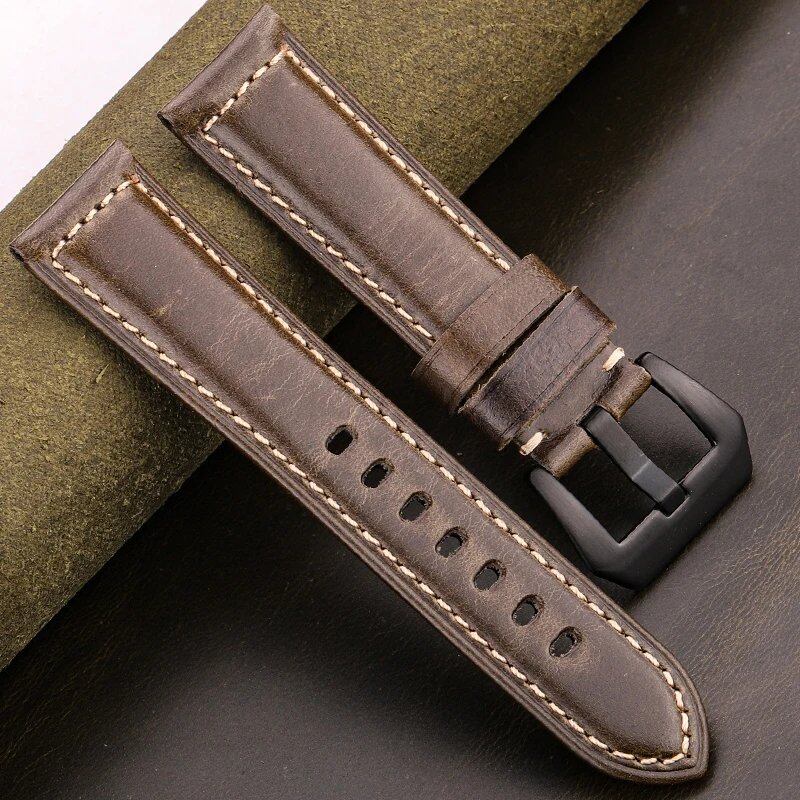 パネライ ウォッチバンド 本革 レザー ストラップ 4色 20mm 22mm 24mm 26mm メンズ レディース 牛革 アクセサリー 交換用ベルト バンドカラー:mm 並行輸入品