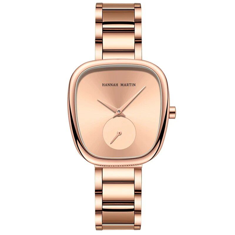 2023 New Women's Quartz Watch, 34mm, Wine Red, Rose Gold, Black, Stopwatch, Stylish Minimalist Oval Watch, Color: 1251G - Parallel Import