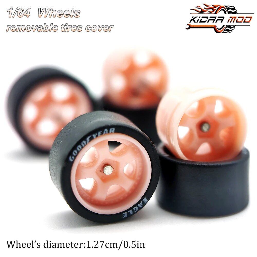1/64 Scale Work S1 Rubber Tire Wheels, Large Size, Diecast Model Car Modification Parts for Hot Wheels, Matchbox, and Tomica, D:13mm, 1 Set, Parallel Import
