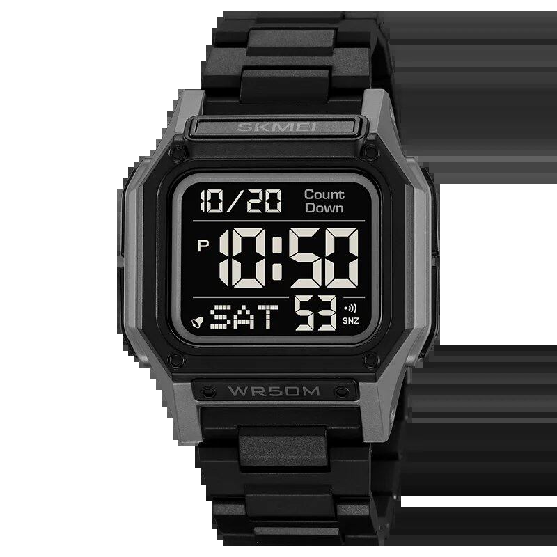 SKMEI Men's Waterproof Sports Watch with Countdown Stopwatch, Digital Watch, Dual Time Display, Fashionable Men's Clock; Imported