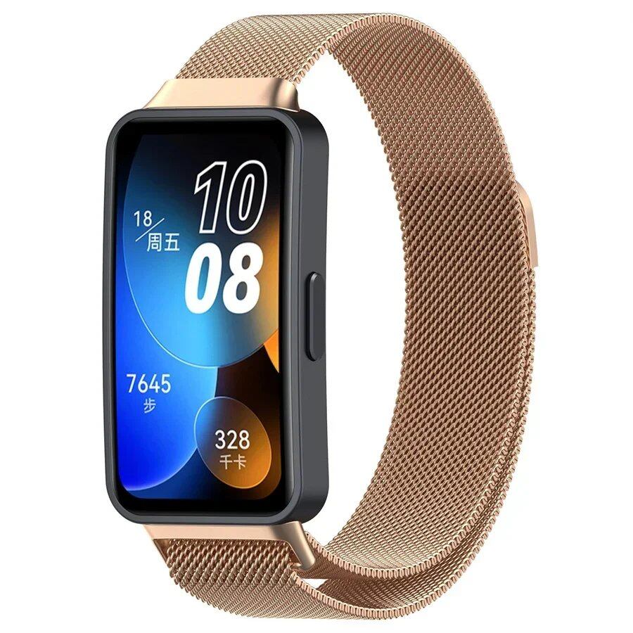 Milanese Strap, Metal Magnetic Wristband, Bracelet, Replacement Strap for Huawei Band 8-9/10, Size: S; Band Color: Parallel Import