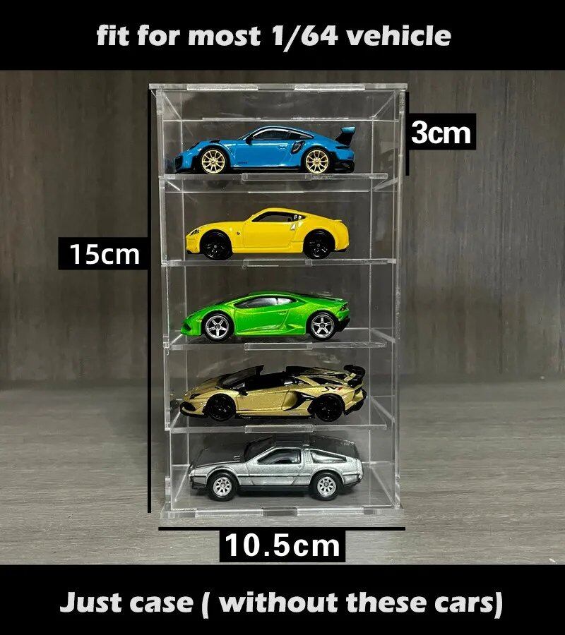 1/64 Scale Acrylic Display Case for MiniGT, Tomica, and Hot Wheels Model Cars. Mini-Size Assembled Dustproof Box for Toy Vehicle Storage. Parallel Import.