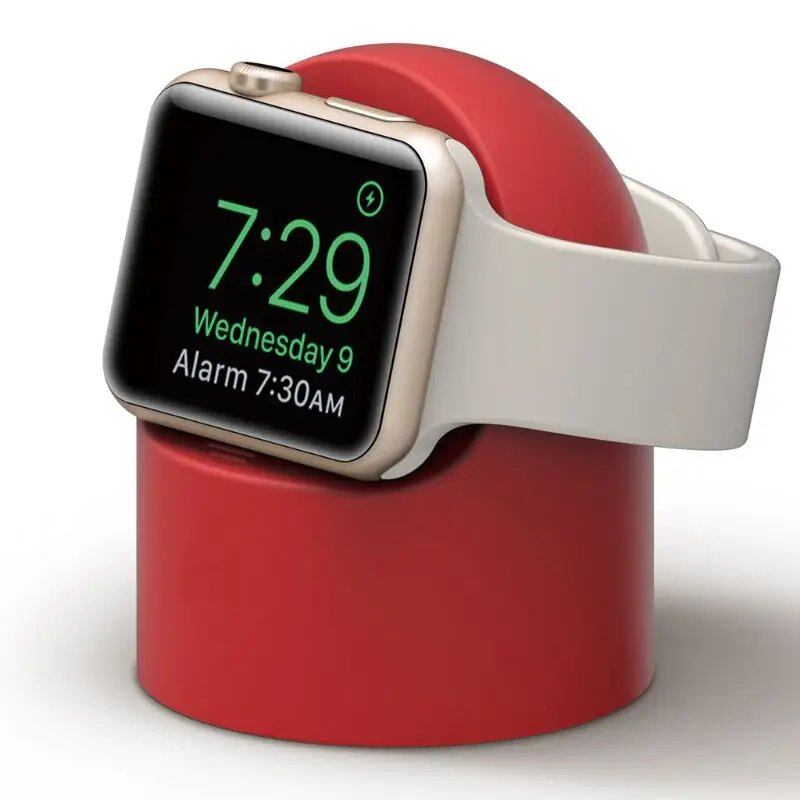 Charging stand for Apple Watch Series Ultra/8/SE2/7/6/SE/4/3 (49mm/45mm/44mm/42mm/41mm/40mm/38mm), durable silicone, Nightstand mode, band color: Parallel import