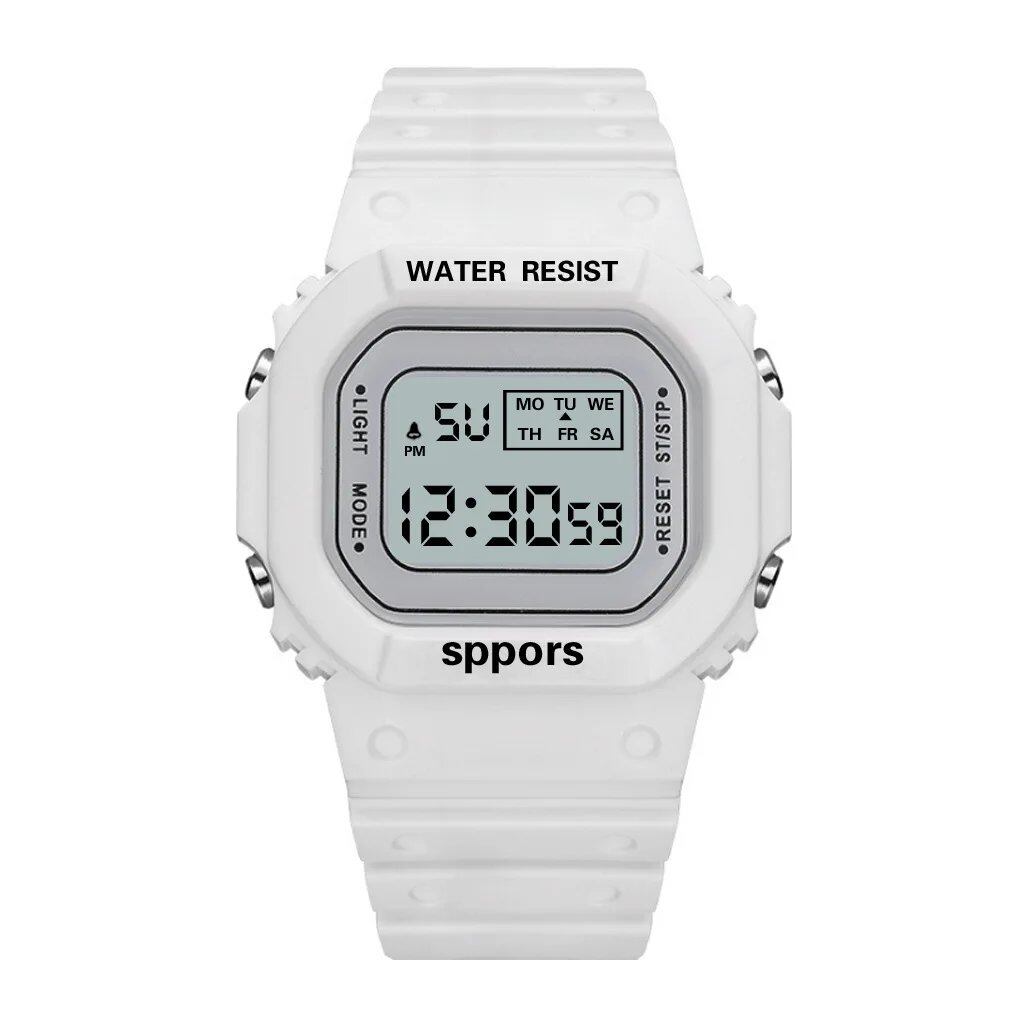 YIKAZE Sports Watch, Unisex, Student-Friendly, LED Electronic Watch, Colorful Square Shape, Waterproof, Rubber Strap, Parallel Import